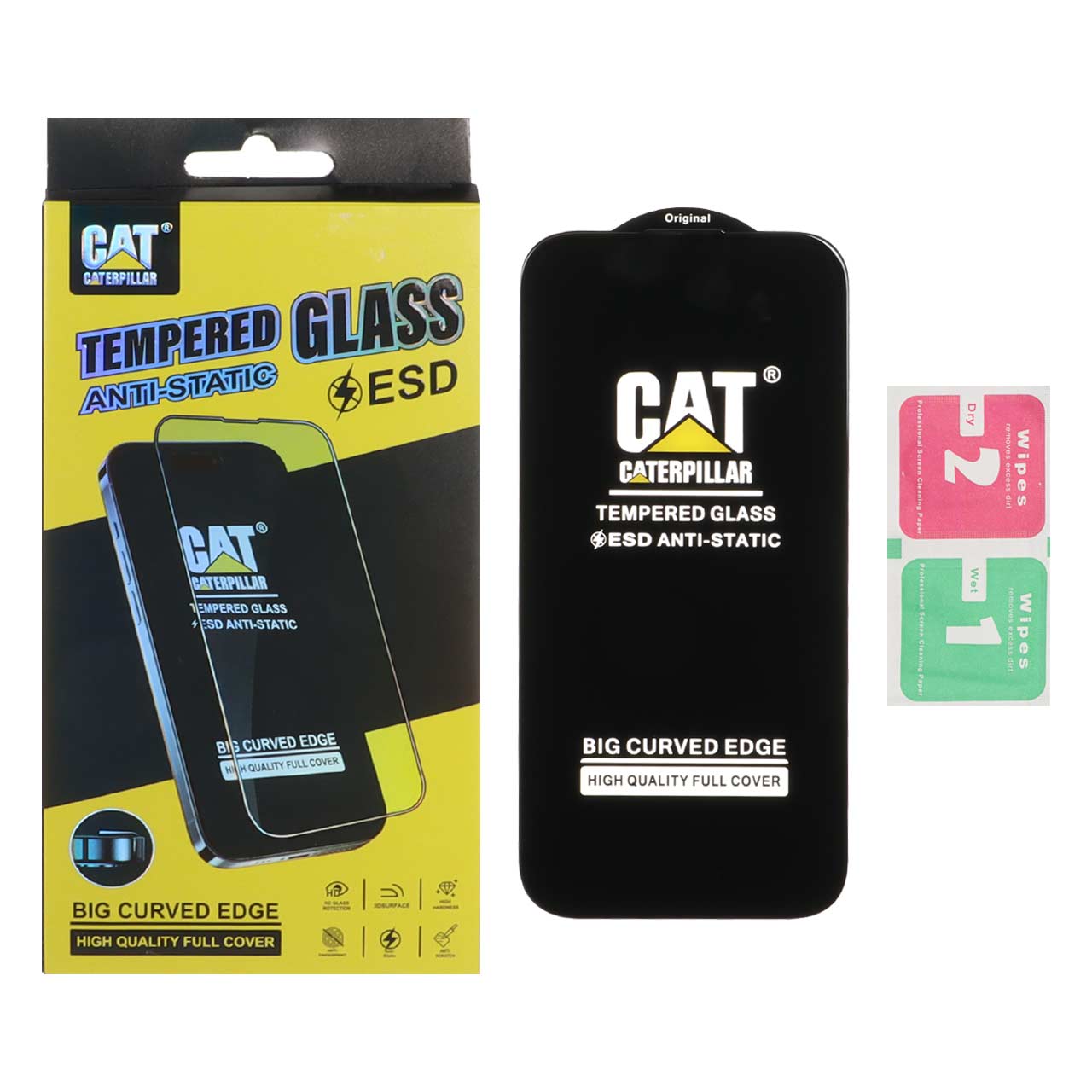 محافظ صفحه نمایش شیشه ای Anti Static - ESD Caterpillar مدل Apple iPhone 17 / iPhone 16 Pro - مشکی (پک دار)